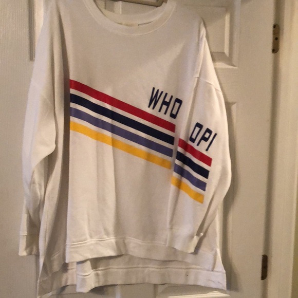 DUBGEE by Whoopi Tops - DUBGEE by Whoopi Sz 2x white French terry sweatshirt with multi stripes
